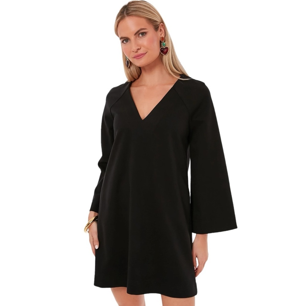 TUCKERNUCK | POMANDER PLACE NWOT Black Audrey Mini Dress | Long Bell Sleeves | L